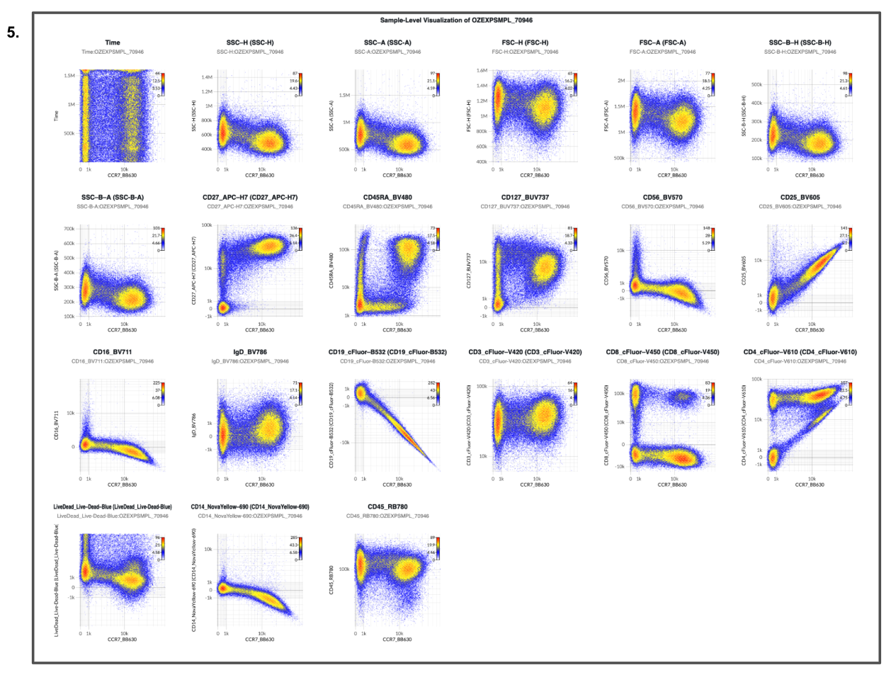 1 × N plot of CD3+ T cells with CCR7 on the X axis