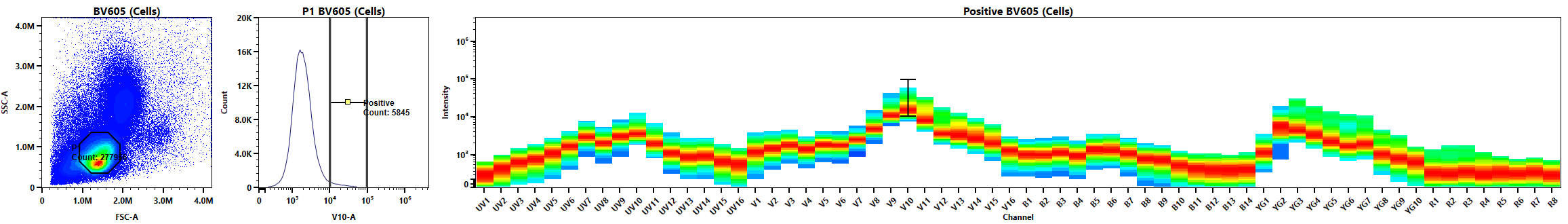 Figure 3: Single-stain control for BV605 in conventional workflow